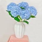 Real Touch Blue Hydrangea Artificial Flowers with Stems, Fake Silk Flowers for Outdoors, 3 Pcs Artificial Flowers for Home Decor Wedding Bouquets Centerpieces Vase