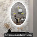 Wall-Mounted LED Oval Bathroom Mirror, Makeup Mirror (28 inches x 20 inches,) 3 Color Stepless Dimmable Memory Bathroom Vanity Mirror with Lights CRI90+ 3000-6400K Smart Mirror with Touch