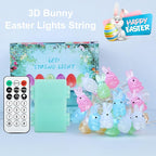 BOHON 3D Bunny Easter Lights String, 10 ft 30 LEDs Colorful Rabbit Battery Operated String Lights with Remote &Timer, Easter Decorations Indoor, Fairy Lights for Spring Window Decor