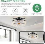 13" Ceiling Fans with Lights and Remote - Flush Mount Low Profile Ceiling Fans - Bladeless Enclosed Fans with Led Light and Stepless Dimming, Small Modern Fan for Bedroom