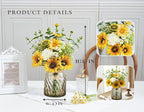Fake Flowers Artificial Sunflowers with Vase, Faux Silk Flowers Plants for Home Office Decorations, Kitchen Dining Table Decor, Farmhouse Centerpiece Table Decoration