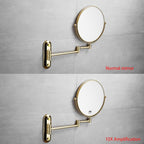 Gold 1x10x Magnifying Double Sided Bathroom Mirror 360 Degree Swivel Makeup Mirror Adjustable Extension Arm Wall Mount 8 Inch Non-Illuminated Beauty Mirror Shaving Mirror (Oval Base)
