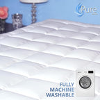 Full Mattress Topper & Mattress Pad Protector in One Quality Plush Luxury Down Alternative Pillow Top Make Your Bed Luxurious 18" Deep Pockets White