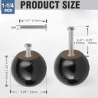 FoDau770 15pcs Black Wood Knobs, Round Ball Cabinet Knobs Vintage Drawer Pulls, Natural Wooden Cabinet Hardware for Furniture Drawer Dresser Wardrobe Cupboard - 1-1/4" Diameter