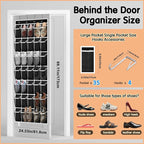 35 Compartment Over The Door Storage - Breathable Mesh Hanging Organizer with Large Pockets, Space Saving Design for Men & Women's Footwear, Closet, Bedroom- Black
