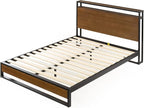 ZINUS Suzanne Bamboo and Metal Platform Bed Frame with Headboard Shelf and USB Ports, No Box Spring Needed, Wood Slat Support, Easy Assembly, King