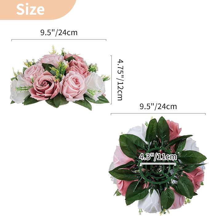 NUPTIO Flower Balls for Wedding Centerpieces - 6 Pcs 9.5 inch Diameter Fake Flower Ball Arrangement Bouquet Party Centerpieces for Tables - Dusty Rose Bouquet Centerpiece Flowers for Wedding Table