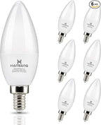 hansang E12 Candelabra LED Bulbs 4000K Daylight Ceiling Fan Light Bulb 6W, 60W Equivalent, Type B Light Bulb for Chandelier, C37 600LM,No-Dimmable 6 Pack