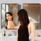 Hasipu 2 PCS Bathroom Mirror for Wall, 36 x 28 Inch Black Metal Framed Bathroom Mirrors for Over Sink, Rectangle Bathroom Vanity Mirror, Anti-Rust, Tempered Glass, Horizontal or Vertical