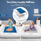 Inflatable Toddler Travel Bed, Portable Toddler Bed | Kids Air Mattress with Sides | Reversible 2 Colors Kids Blow Up Mattress -Navy Blue & Grey