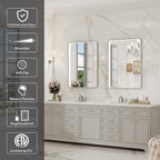 LED Bathroom Mirror with Lights,24x32 Inch Brushed Silver Framed Lighted Vanity Mirror,Anti Fog Stepless Dimmable Wall Mounted(Horizontal/Vertical)