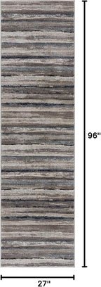 RUG BRANCH Havana 2' x 8' (2'3" X 8') Scandinavian Indoor Runner Rug, Contemporary, Blue Brown - Entryway, Hallway, Bathroom, and Kitchen