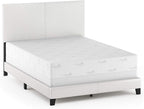 FURINNO Pessac PU Leather Upholstered Platform, Queen, White,FB19821QWH