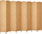 Rose Home Fashion Room Divider, 6 ft Tall Room Dividers and Folding Privacy Screens, 16in Privacy Screen 8 Panel Light Beige Space Temporary Wall Foldable Partition Separation