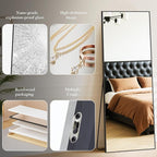 DUMOS Wall-Mounted Full Length Mirror 25"x 71" for Bedroom, Full Body Floor Mirror with Stand, Hanging or Leaning for Wall, Black