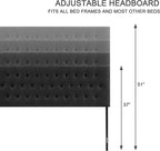 Tufted Upholstered Headboard Queen Size, Solid Wood Head Board with Durable Metal Legs, Adjustable Height Bed headboard from 37” to 51” Fabric Headboard in Modern Button Design (Black)