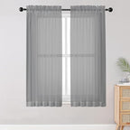 OWENIE Sheer Curtains Living Room 54 inches Long, Rod Pocket Curtain Sheers Bedroom, Light Filtering Voile Panels Drapes Small Window Treatments 2 Panels, 42" W x 54" L, Grey