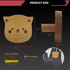 4PCS Wooden Cat Shaped Cabinet Knobs, Cabinet Handles, Single Hole Beech Wood Handles, Wood Hooks with Full Set of Screw Accessories