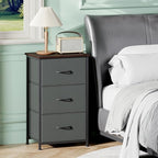 Somdot Dresser for Bedroom with 3 Drawers, Storage Organizer Chest of Drawers with Removable Fabric Bins for Closet Bedside Living Room Laundry Entryway Hallway, Charcoal Grey