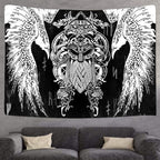 F-FUN SOUL Vikings Tapestries Norse Warriors Tapestry 80x60inches Scandinavian Tapestry Twins Ravens Nordic Viking Odin Wall Hanging Tapestries for Living Room Bedroom Viking Decor GTLSFS411