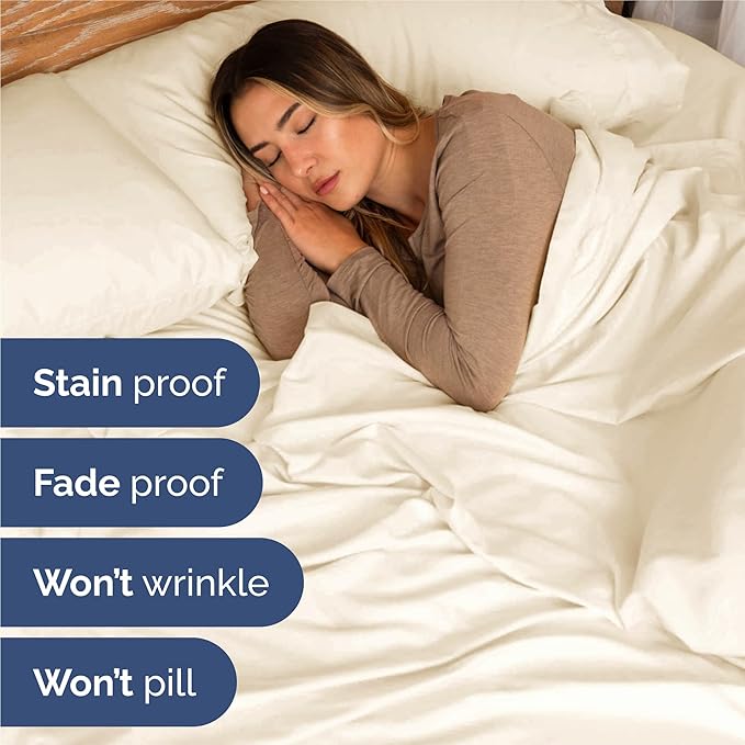 Split King 7 Piece Sheet Set - Comfy Breathable & Cooling - Soft Hotel Luxury Bedding Set with 8-16 Inch Deep Pockets - 1 Flat & 2 Fitted Sheet & 4 Pillowcases - Wrinkle Free & Easy Care - Off White