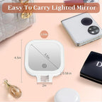 FASCINATE 10X Magnification Compact Travel Makeup Mirror with Lights and Magnification, 3.5 inch Portable 1X/10X Magnifying Mirror with 3 Color Light, Folding, Handheld (White)