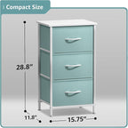 Sorbus Nightstand with 3 Drawers - Bedside Furniture & Accent End Table Chest for Home, Bedroom Accessories, Office, College Dorm, Steel Frame, Wood Top, Pastel Fabric Bins (Aqua)