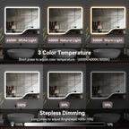 32"x 24" LED Bathroom Mirror with Shelf, 3 Colors Backlit Vanity Mirror with Lights, Wall-Mounted Bathroom Mirror with Lights, Smart Mirror with Anti-Fog, Stepless Dimmable, Memory (UL, ETL)