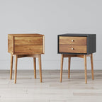 Nathan James 32704 Harper Mid-Century Oak Wood Nightstand with 2-Drawers, Small Side End Table with Storage, Brown