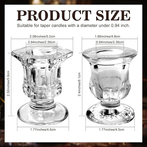 36 Pcs Candlestick Holders 2 Style Taper Candle Holders Bulk Small Glass Candle Holder for Wedding Table Centerpiece Home Party Decor