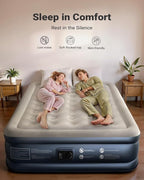 iDOO Queen Air Mattress with Built in Pump, 18 Raised Comfort Inflatable Blow up Mattress, Upgraded Four Chamber Portable Air Bed for Camping, Guests and Home, Colchon Inflable, 650 lbs Max