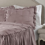 Lush Decor Ravello Pintuck Ruffle Skirt Bedspread Set - Luxe 3 Piece Ruffled Bedding Set - Traditional Glam & Farmhouse Inspired Bedroom Decor - Queen, Woodrose