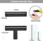 5 Pack Matte Black Cabinet Knobs - Kitchen Cabinet Knobs Black Cabinet Pulls for Kitchen Cabinet Drawer Stainless Steel Dresser Knobs for Cabinet Hardware 2in Length Single Hole T Bar