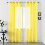 DUALIFE 96 Inches Long Yellow Sheer Curtains 2 Panels Grommet Curtain Panel Voile Drapes Semi Sheer Curtains for Living Room Set Bedroom Solid Bright Yellow Color 52 x 96 Inch Length
