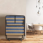 Giantex Folding Bed with Mattress for Adults, Rollaway Guest Beds w/Memory Foam Mattress & Metal Frame, Made in Italy, Cot Size Rollaway Bed, Portable Foldable Sleeper Bed for Home, 75" x 32",Blue