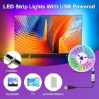 Smart LED Lights for TV Strip, 6.56ft RGB LED Lights for 32-40 Inch TVs, Music Sync Bluetooth App & Remote Control, USB-Powered for Gaming, Bedroom, Home Theater