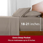 Mellanni Extra Deep Twin Sheets - 3 PC Iconic Collection Bedding - Hotel Luxury, Ultra Soft, Cooling Bed Sheets - Wrinkle, Fade, Stain Resistant (Twin, Tan)