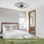 Ceiling Fans with Lights, Flush Mount Ceiling Fan with Lights and Remote, 6 Wind Speeds Smart Low Profile Ceiling Fan for Bedroom, Dining Room and Kitchen 20" (White)