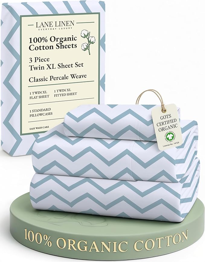 LANE LINEN 100% Cotton Fully Elasticized Twin XL Sheet Set, Printed Fade Resistant Machine Washable Extra Long Twin Bedding Set, Soft & Comfy Printed Cotton Sheets -Chevron