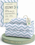LANE LINEN 100% Cotton Fully Elasticized Twin XL Sheet Set, Printed Fade Resistant Machine Washable Extra Long Twin Bedding Set, Soft & Comfy Printed Cotton Sheets -Chevron