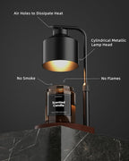 Candle Warmer Lamp with Timer & Dimmer for Yankee Candles, Adjustable Height Candle Warmer for Jar Candles, Wax Melt Lamp for Home Decor & Gifts, Black, 2 Bulbs