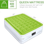 YENING Queen Size Air Mattress with Built in Pump Raised Inflatable Bed Heavy Duty Blow up Matressith Airbed 18 Inch Tall