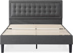 ZINUS Dachelle Upholstered Platform Bed Frame, Mattress Foundation, Wood Slat Support, No Box Spring Needed, Eco Friendly WonderBox (TM) Packaging, Easy Assembly, Dark Grey, Queen