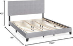 Furinno Laval Button Tufted Upholstered Platform Bed Frame, California King, Glacier