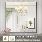 36x36 Inch LED Bathroom Mirror, Black Metal Framed Lighted Mirror for Bathroom, Wall Mouted LED Vanity Mirror with Lights, 3 Colors and Stepless Dimmable, Anti-Fog, Memory