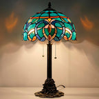 Tiffany Stained Glass Table Lamp 12X12X21Inch Resin Base Desk Bedroom Living Room Reading Light (Brown Jewelry Baroque)