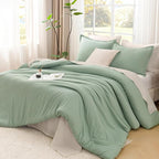Litanika Comforter Full Size Set Sage Green, 3 Pieces Lightweight Bed Set, Solid Bedding Comforters Sets, Soft All Season Down Alternative Quilt Blanket