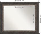 Amanti Art Brown Bathroom Mirror for Over Sink, 27x33 Bark Rustic Char Rectangle Vanity Mirror, Large Country Rustic Frame, Hangs Horizonally and Vertically, Bathroom Wall Decor, Beveled Edge