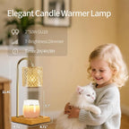 2 Pack Candle Warmer Lamp with Timer & Dimmer, Perfect Housewarming & Birthday Gifts for Women and Mom, Stylish Home Decor for Scented Wax & Jar Candles, Elegant Amber Glass Design