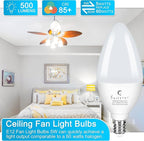 Sailstar Ceiling Fan Light Bulbs 60 Watt Equivalent, 5W Candelabra LED Light Bulbs, 500LM, Daylight 5000K, E12 Small Base Light Bulbs, B11 Type B Bulb for Chandelier, CRI 85, Non-dimmable, 3 Pack